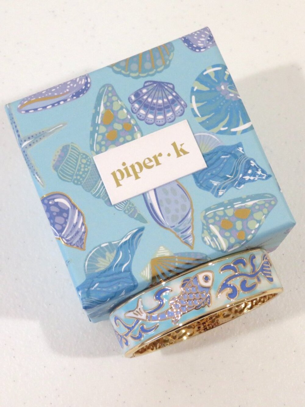 Piper K Hinged Koi Fish Bangle Braclet Enamel NIB